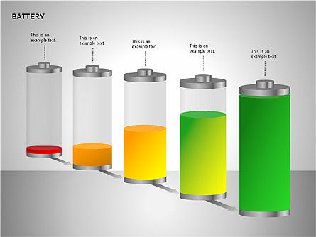 배터리 충전 다이어그램, 슬라이드 2, 00106, 단계 도표 — PoweredTemplate.com