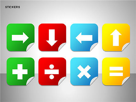 Stickers with Icons Collection, Slide 6, 00156, Shapes — PoweredTemplate.com