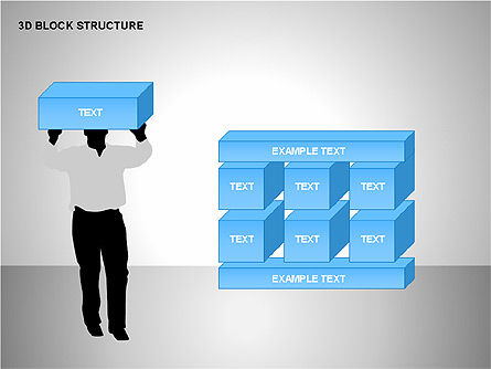 3d blockiert organisatorische diagramme, Kostenlos PowerPoint-Vorlage, 00170, Organisationsdiagramme — PoweredTemplate.com