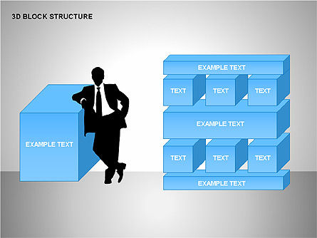 3Dブロック組織図, スライド 3, 00170, 組織チャート — PoweredTemplate.com