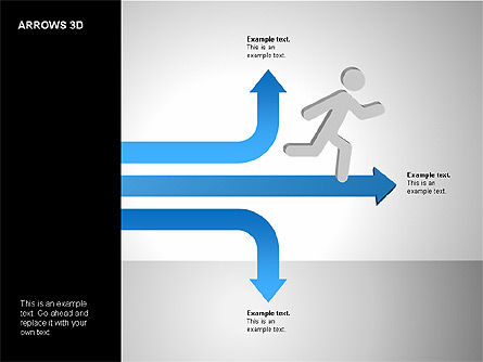 3d formas de flecha para a frente, Grátis Modelo do PowerPoint, 00180, Formas — PoweredTemplate.com
