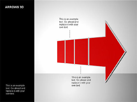 3次元の前方矢印形状, スライド 4, 00180, 図形 — PoweredTemplate.com