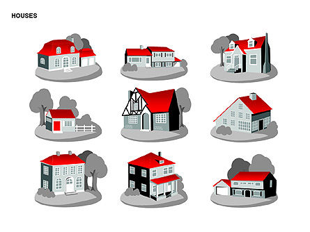 Private Houses Shapes Collection, Slide 15, 00181, Shapes — PoweredTemplate.com