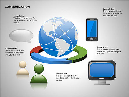 Communication et formes médiatiques, Modele PowerPoint, 00185, Icônes — PoweredTemplate.com