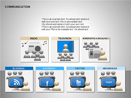 コミュニケーションとメディアの形, スライド 9, 00185, アイコン — PoweredTemplate.com