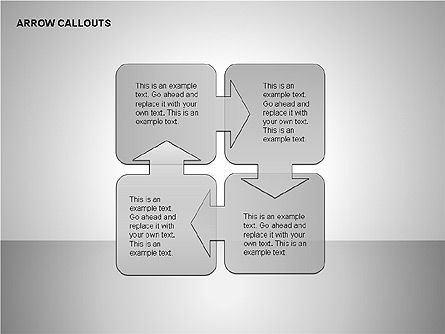 Gray arrow callouts, Grátis Modelo do PowerPoint, 00186, Formas — PoweredTemplate.com