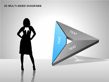 Diagrammes multi-faces 3D, Diapositive 14, 00234, Schémas d'étapes — PoweredTemplate.com