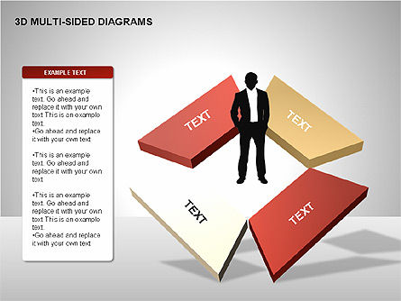 3D 다각형 다이어그램, 슬라이드 15, 00234, 단계 도표 — PoweredTemplate.com