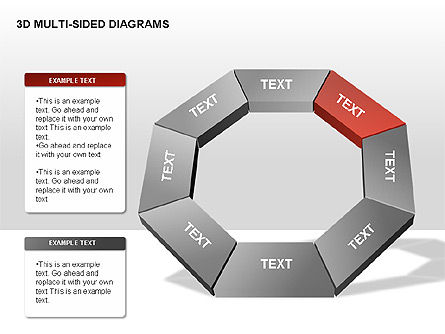 Diagrammes multi-faces 3D, Diapositive 3, 00234, Schémas d'étapes — PoweredTemplate.com
