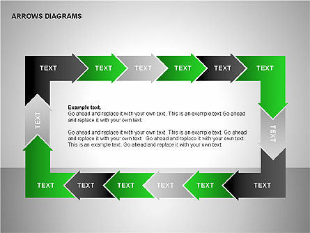 Chain Process Arrows Diagram, Slide 8, 00236, Text Boxes — PoweredTemplate.com