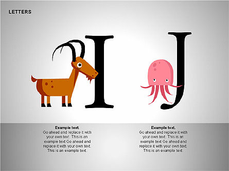 Letters with Animals Shapes Collection, Slide 6, 00250, Shapes — PoweredTemplate.com