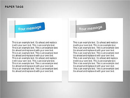  Diagramas de tags de papel, Modelo do PowerPoint, 00251, Caixas de texto — PoweredTemplate.com