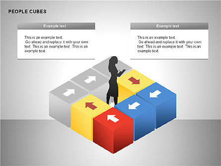 Mensen en kubussen vormen, Dia 10, 00252, Silhouetten — PoweredTemplate.com