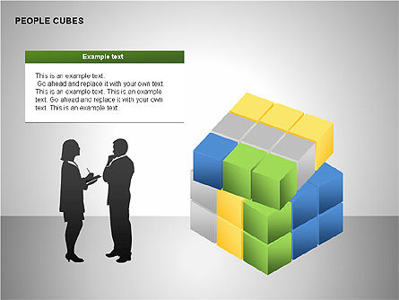 People and Cubes Shapes, Slide 14, 00252, Silhouettes — PoweredTemplate.com
