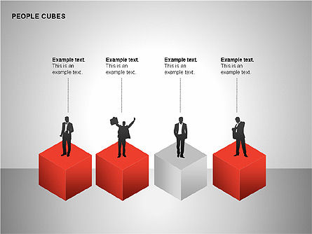 People and Cubes Shapes, Slide 15, 00252, Silhouettes — PoweredTemplate.com