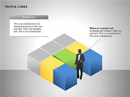 People and Cubes Shapes, Slide 6, 00252, Silhouettes — PoweredTemplate.com
