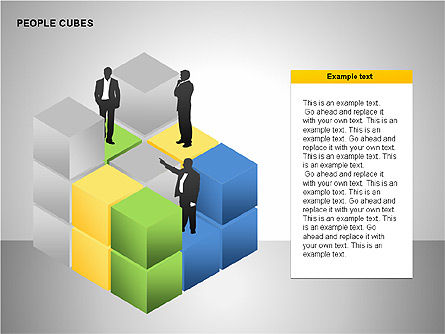 People and Cubes Shapes, Slide 7, 00252, Silhouettes — PoweredTemplate.com