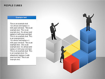 People and Cubes Shapes, Slide 8, 00252, Silhouettes — PoweredTemplate.com