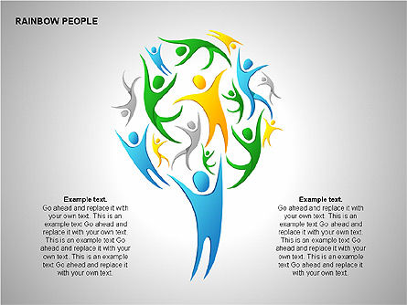 Rainbow diagramas de pessoas, Modelo do PowerPoint, 00254, Formas — PoweredTemplate.com