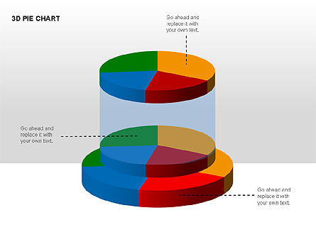 3Dの円グラフとシルエット, 無料 PowerPointテンプレート, 00273, 円グラフ — PoweredTemplate.com