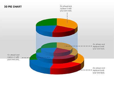 3d Pie Charts Dengan Siluet, Slide 4, 00273, Bagan Bulat — PoweredTemplate.com
