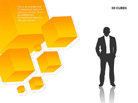 Grafik 3d Kubus, Gratis Templat PowerPoint, 00274, Kotak Teks — PoweredTemplate.com