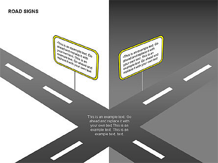 Road Signs Diagrams, PowerPoint Template, 00284, Shapes — PoweredTemplate.com