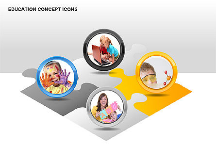 Education ícones do conceito, Deslizar 11, 00295, Gráficos e Diagramas de Educação — PoweredTemplate.com