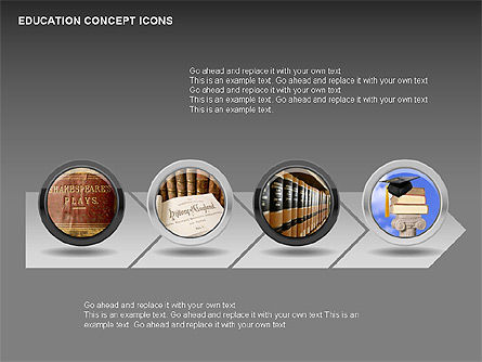 Iconos del concepto de educación, Diapositiva 2, 00295, Diagramas y gráficos educativos — PoweredTemplate.com