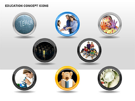 Education ícones do conceito, Deslizar 4, 00295, Gráficos e Diagramas de Educação — PoweredTemplate.com