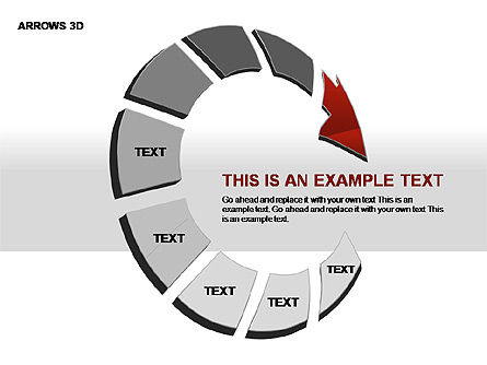 3 차원 화살표 모양, 슬라이드 2, 00296, 단계 도표 — PoweredTemplate.com