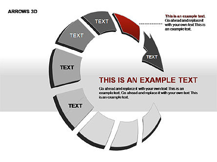 3 차원 화살표 모양, 슬라이드 3, 00296, 단계 도표 — PoweredTemplate.com