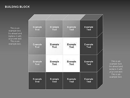 빌딩 블록 다이어그램, 슬라이드 9, 00320, 매트릭스 차트 — PoweredTemplate.com