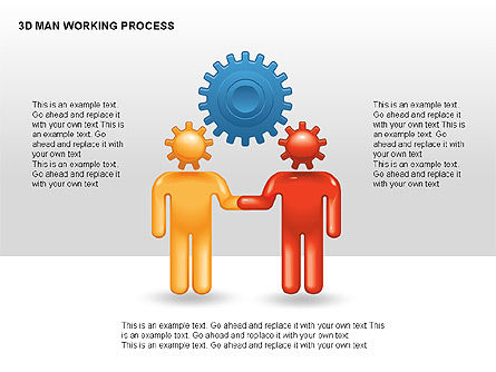 3d人工作流程, PowerPoint模板, 00324, 流程图 — PoweredTemplate.com