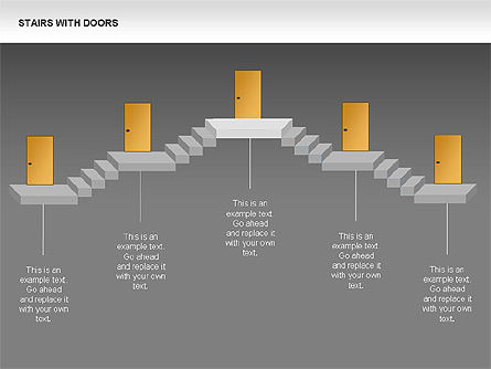 계단 및 문 다이어그램, 슬라이드 23, 00336, 단계 도표 — PoweredTemplate.com
