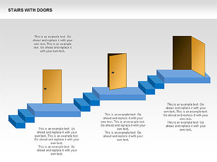 계단 및 문 다이어그램, 슬라이드 7, 00336, 단계 도표 — PoweredTemplate.com