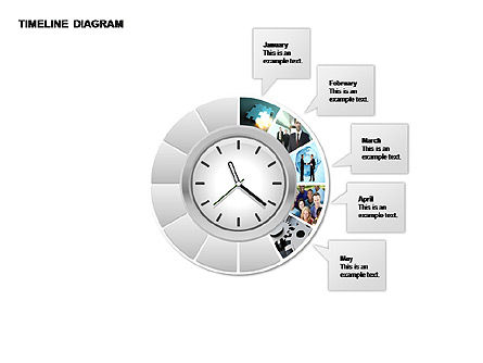Schéma des photos de chronologie ronde, Modele PowerPoint, 00343, Timelines & Calendars — PoweredTemplate.com