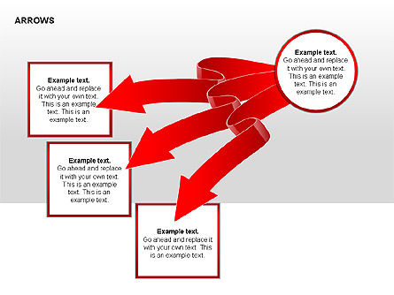 Frecce rosse diagrammi di raccolta, Modello PowerPoint, 00354, Forme — PoweredTemplate.com