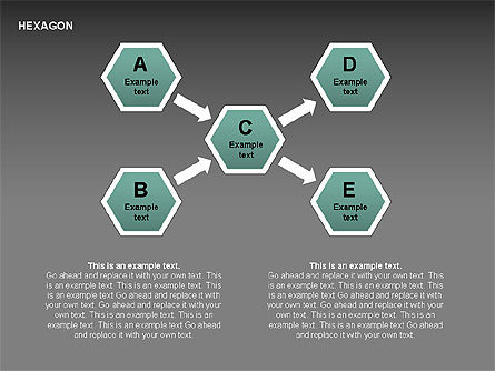 Hexagon Buchstaben Diagramm, Folie 13, 00366, Schablonen — PoweredTemplate.com