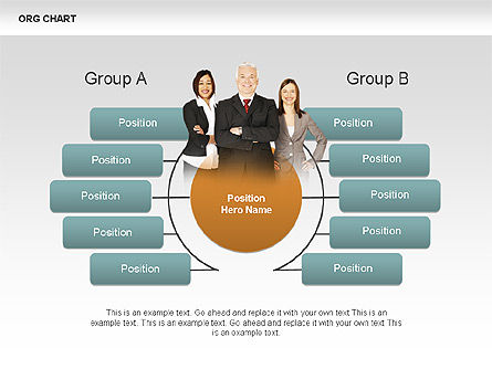 Organigramme avec photos, Modele PowerPoint, 00382, Graphiques organisationnels — PoweredTemplate.com