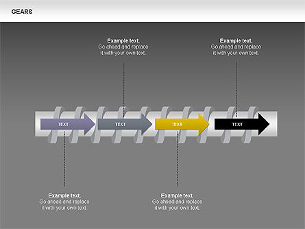 Diagrammes d'étapes des engrenages 3D, Diapositive 16, 00387, Schémas d'étapes — PoweredTemplate.com