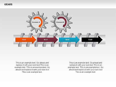 Diagrammes d'étapes des engrenages 3D, Diapositive 2, 00387, Schémas d'étapes — PoweredTemplate.com