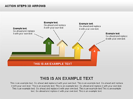 Langkah Tindakan 3d Panah, Slide 11, 00400, Diagram Panggung — PoweredTemplate.com
