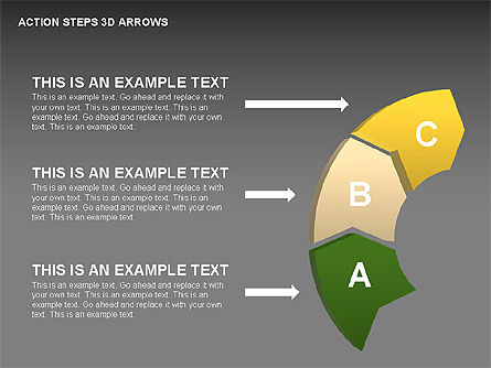 Pasos de acción Flechas 3D, Diapositiva 12, 00400, Diagramas de la etapa — PoweredTemplate.com