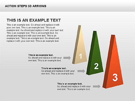 アクションステップの3D矢印, スライド 13, 00400, 段階図 — PoweredTemplate.com