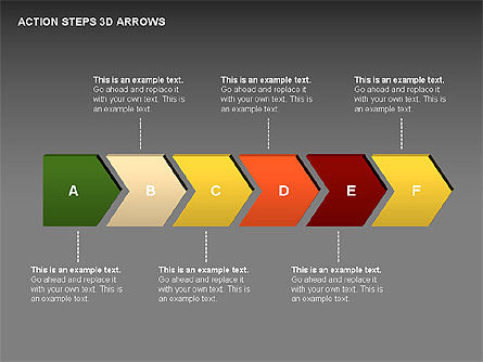 Pasos de acción Flechas 3D, Diapositiva 15, 00400, Diagramas de la etapa — PoweredTemplate.com