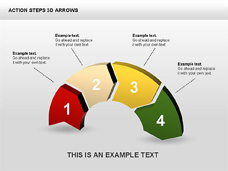 Pasos de acción Flechas 3D, Diapositiva 5, 00400, Diagramas de la etapa — PoweredTemplate.com