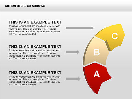 Pasos de acción Flechas 3D, Diapositiva 7, 00400, Diagramas de la etapa — PoweredTemplate.com