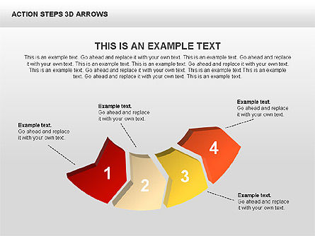 Pasos de acción Flechas 3D, Diapositiva 9, 00400, Diagramas de la etapa — PoweredTemplate.com