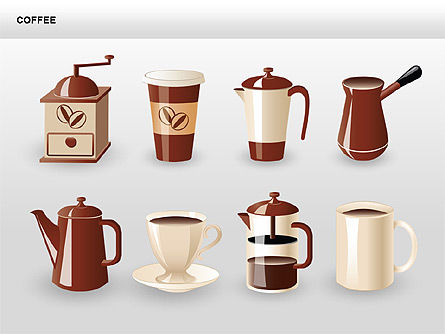 커피 모양과 도표, 슬라이드 15, 00407, 모양 — PoweredTemplate.com